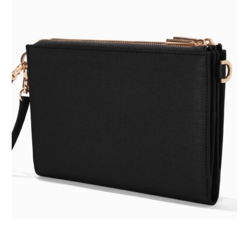 $145 DAGNE DOVER ESSENTIAL CONVERTIBLE CLUTCH WALLET *BLACK ONYX* LEATHER TRIM